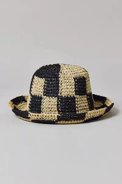 Urban Outfitters Checkered Straw Bucket Hat 2