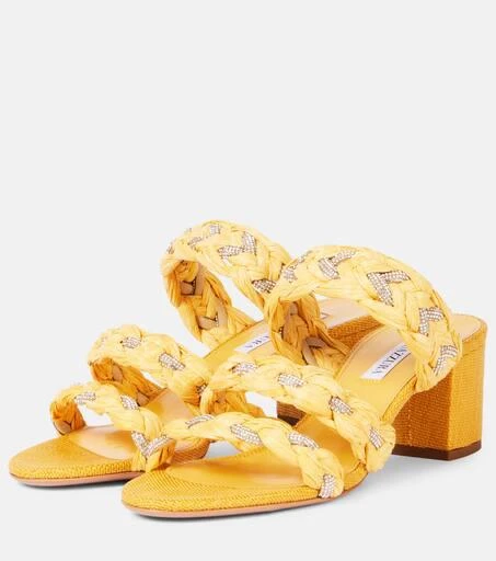 Aquazzura Costiera 50 embellished raffia sandals 4