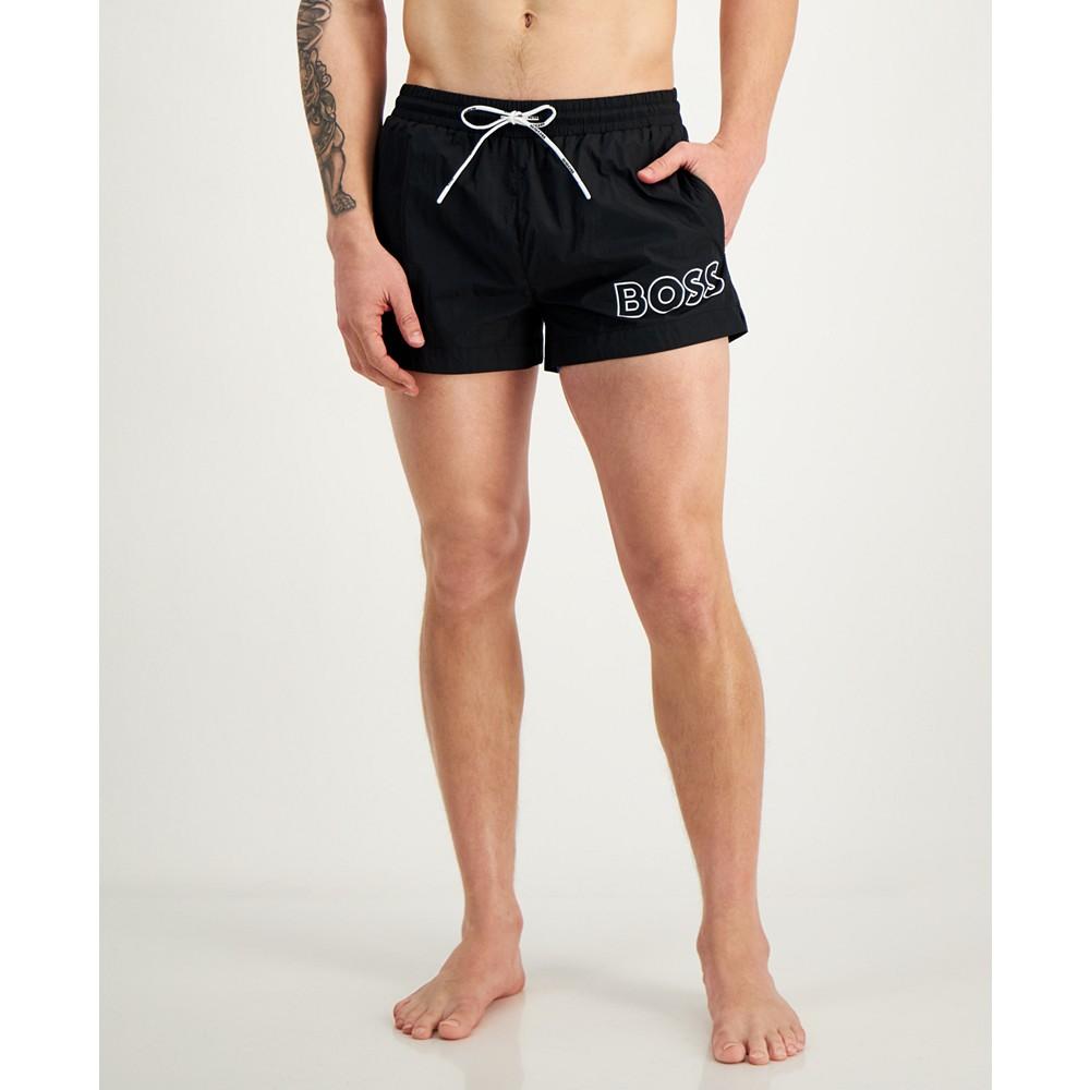 Hugo Boss Men's Mooneye Outlined Logo Drawstring 3" Swim Trunks