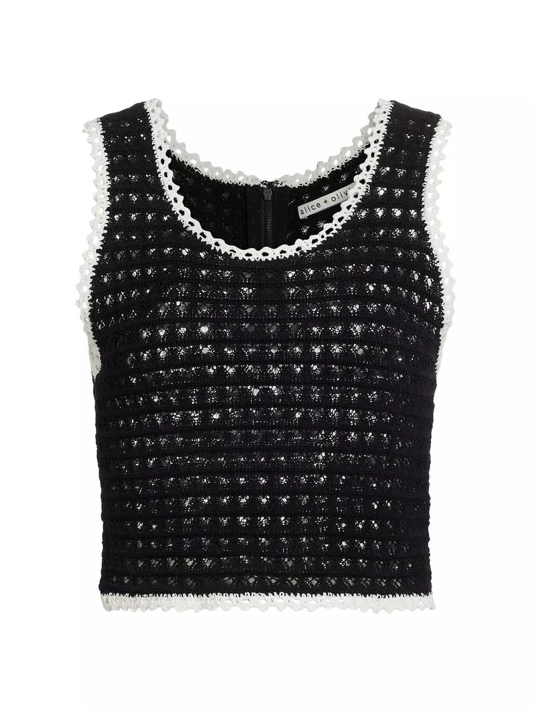 Alice + Olivia Kamila Pointelle Crop Tank 1