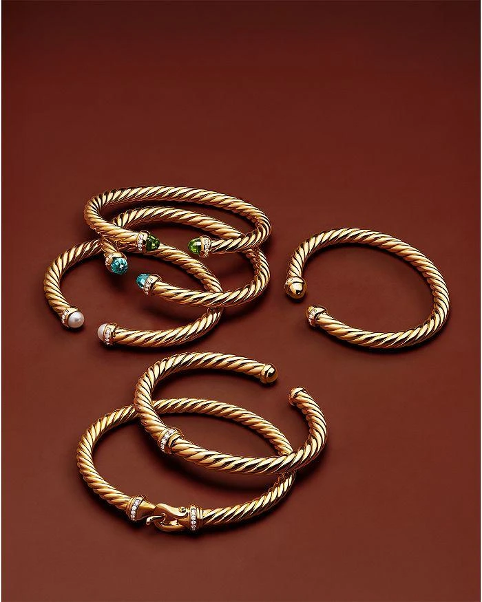 David Yurman Cablespira® Flex Bracelet in 18K Yellow Gold with Gemstones and Diamonds, 6mm 7