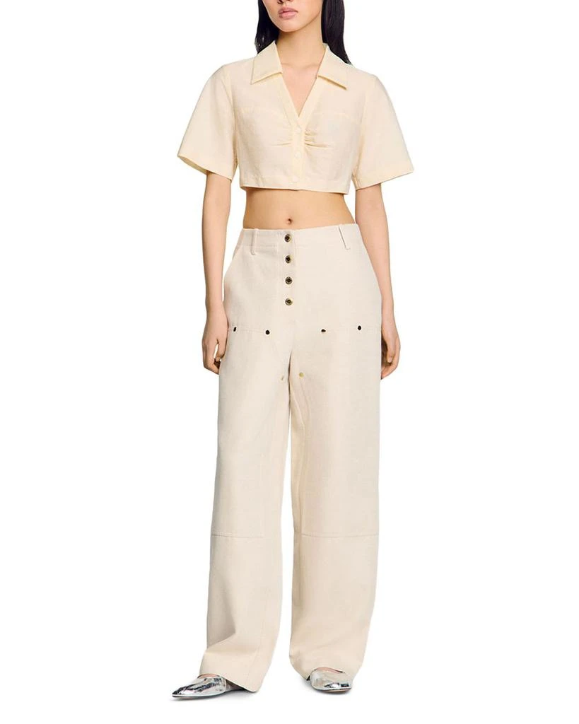 Sandro Cropped Gathered Shirt 5