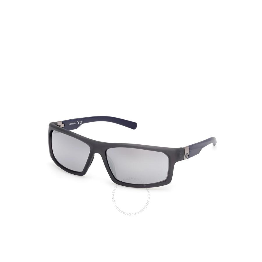 Harley Davidson Blue Mirror Rectangular Men's Sunglasses HD00023 20X 62