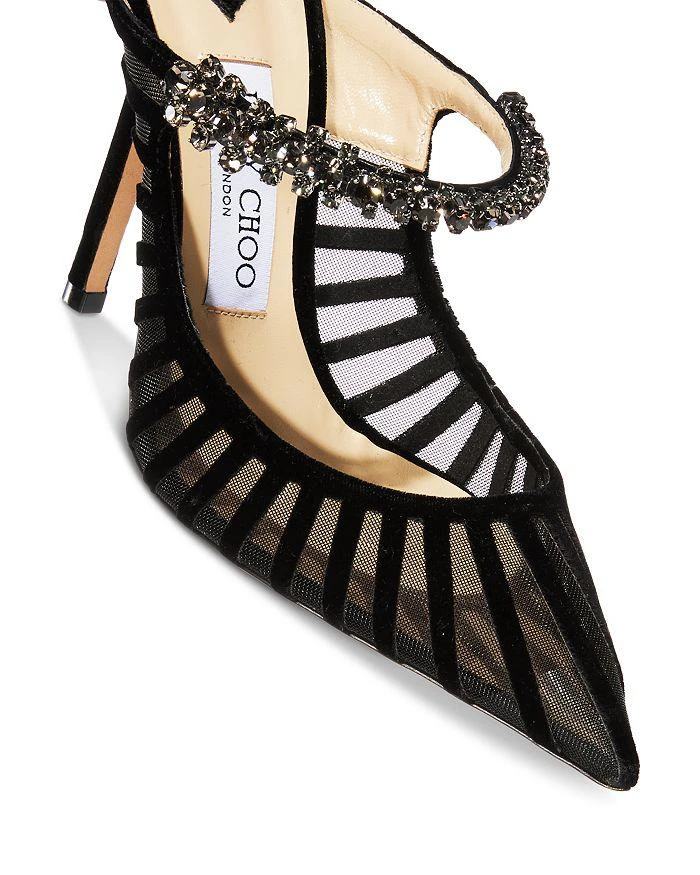 Jimmy Choo Women's Bing 100 Embellished Velvet Cage High Heel Mules 6