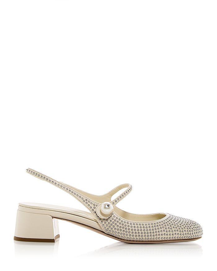 Miu Miu Women's Calzature Donna Embellished Slingback Pumps