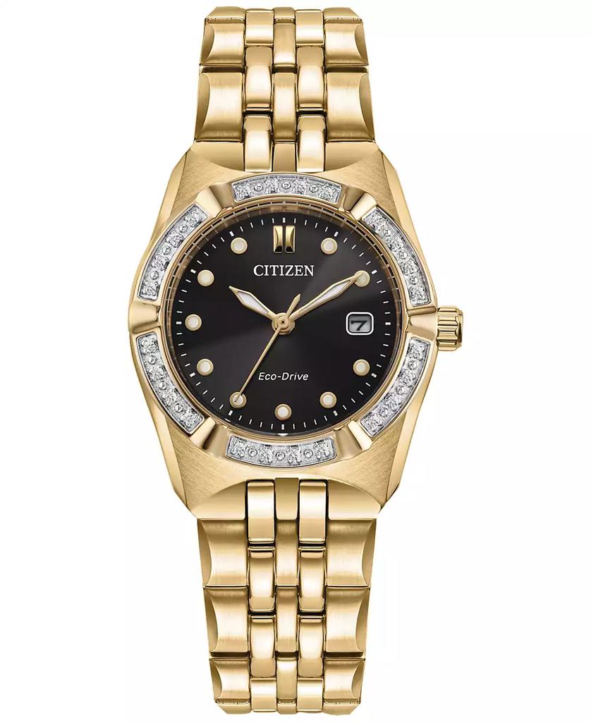 Citizen Eco-Drive Women's Corso Diamond (1/10 ct. t.w.) Gold-Tone Stainless Steel Bracelet Watch 28mm