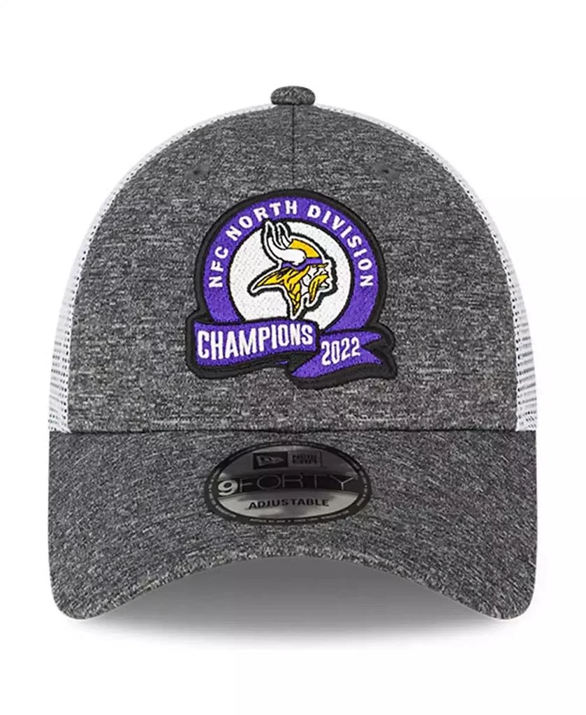 New Era Men's Heather Gray Minnesota Vikings 2022 NFC North Division Champions Locker Room 9FORTY Adjustable Hat 2