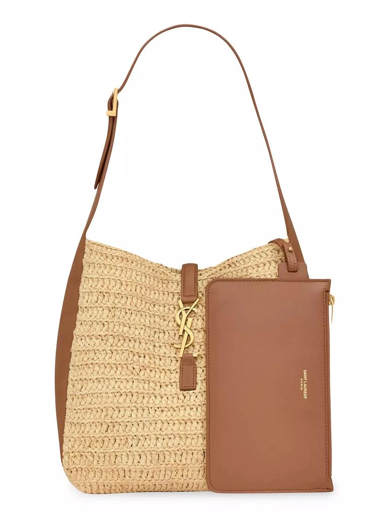 Yves Saint Laurent Le 5 À 7  Supple Small Shoulder Bag in Raffia and Leather 3