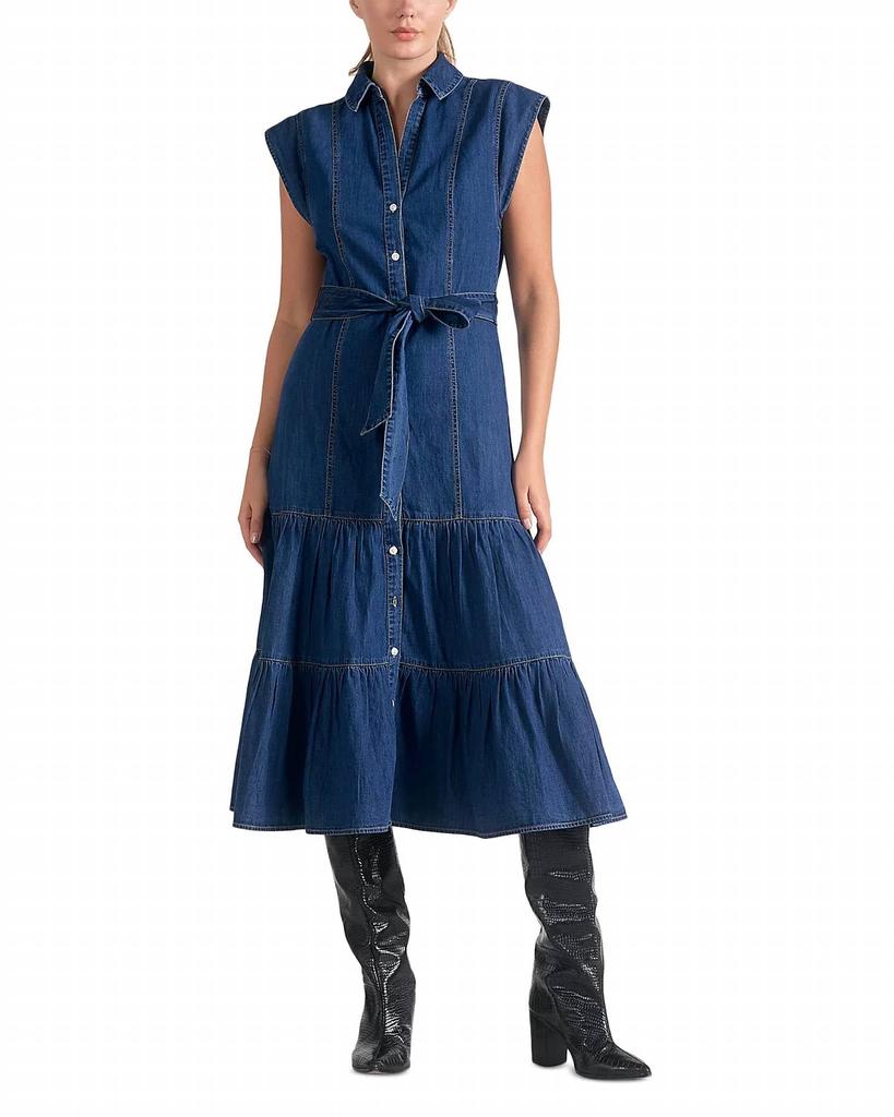 Elan Elan - Denim Cap Sleeve Midi Dress
