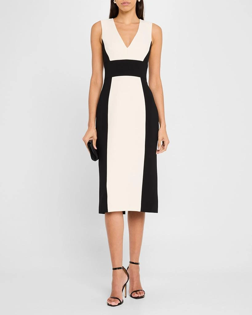 PRABAL GURUNG Colorblock V-Neck Sleeveless Midi Dress 2