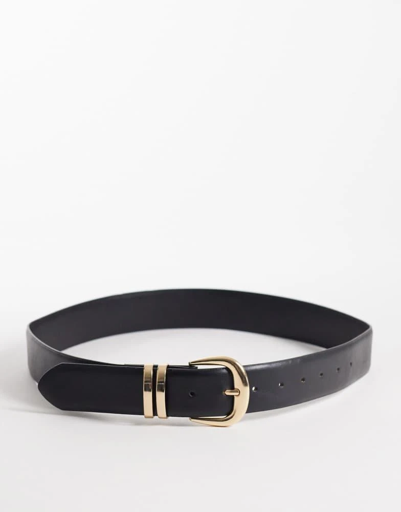 New Look New Look gold metal loop belt in black
