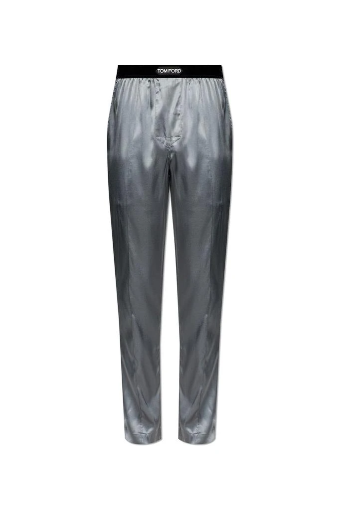 Tom Ford Tom Ford Logo Waistband Satin Pajama Trousers