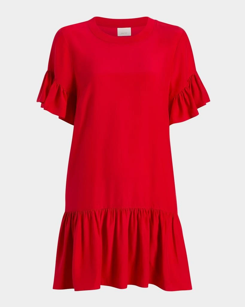 Cinq a Sept Leilah Ruffle Silk T-Shirt Dress 1