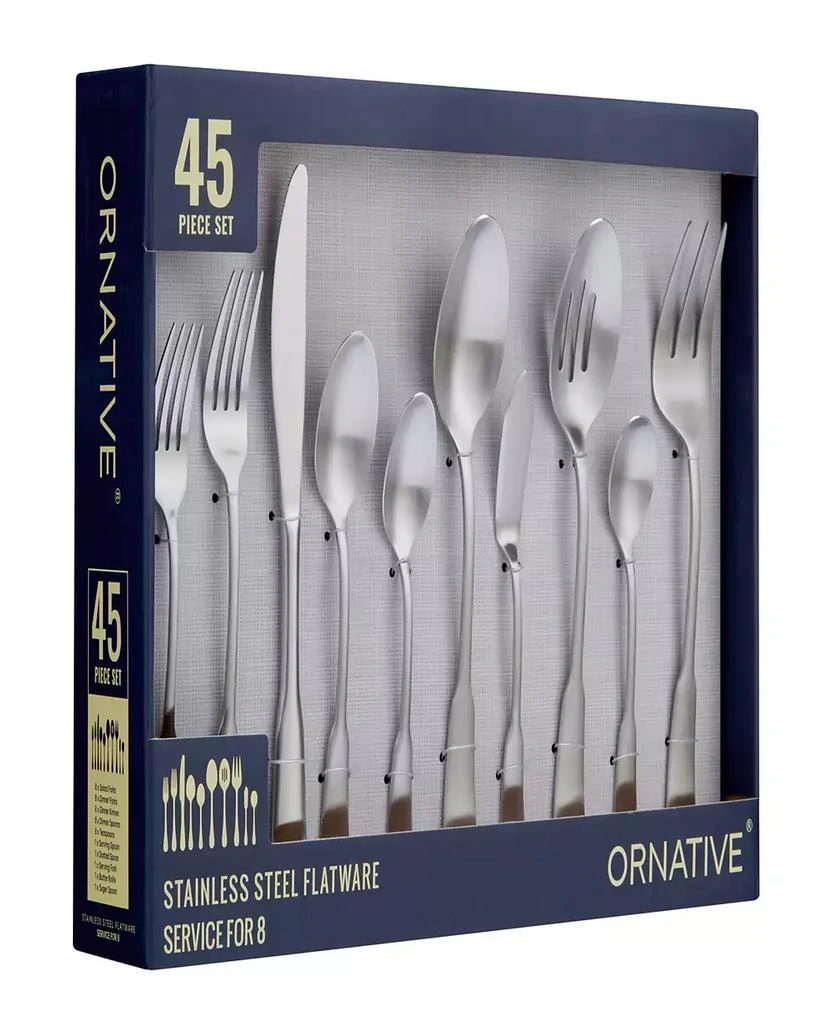 Ornative Yesenia Satin 45 Piece Flatware Set, Service for 8 7