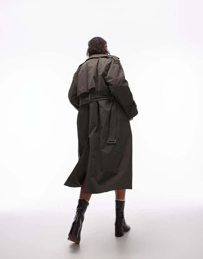 Topshop Topshop 2in1 liner trench coat in dark green 3