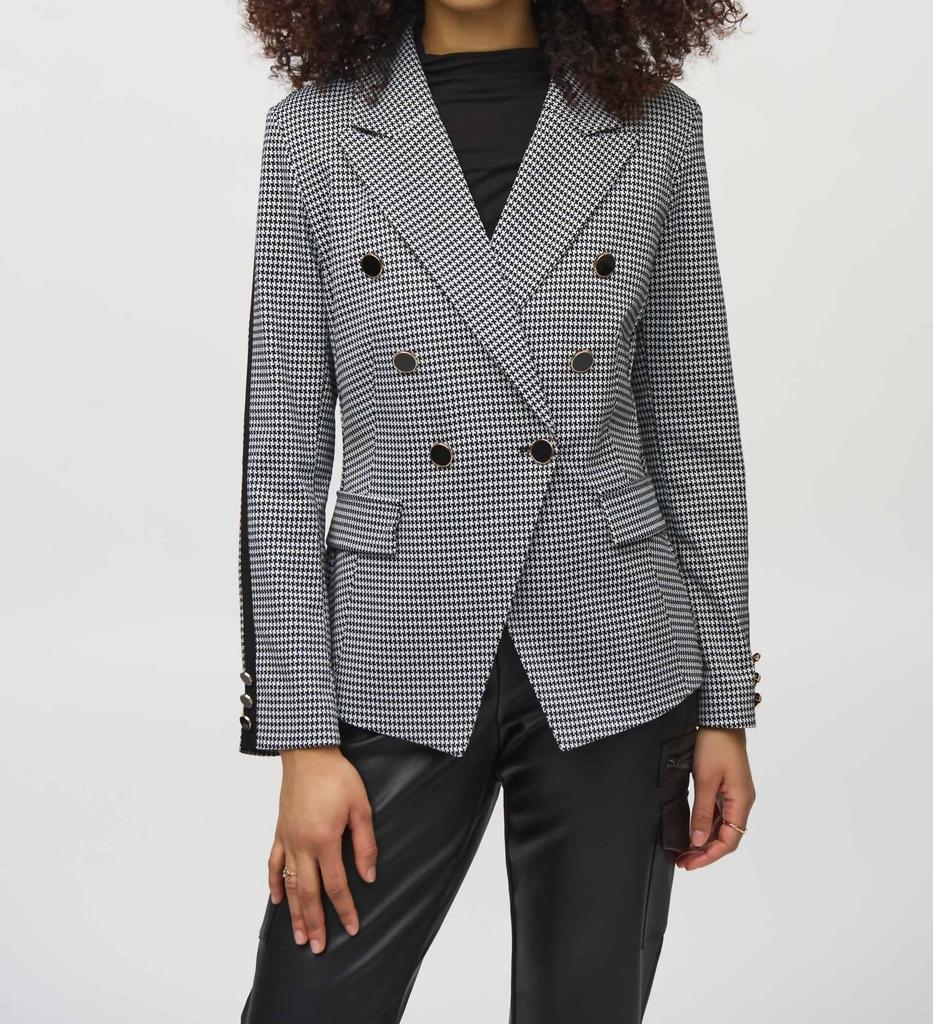 JOSEPH RIBKOFF Joseph Ribkoff - Houndstooth Double Breasted Blazer Jacket