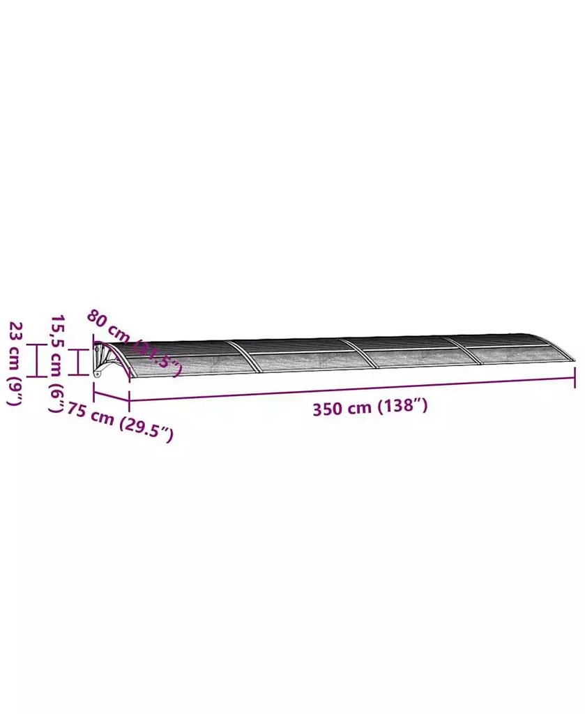 vidaXL Door Canopy Black Polycarbonate 137.8 x 29.5 in Durable Canopy 3