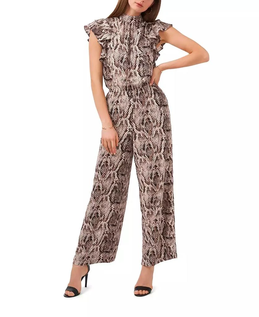 1. State Women's Flutter Sleeve Printed Mock Neck Jumpsuit 1