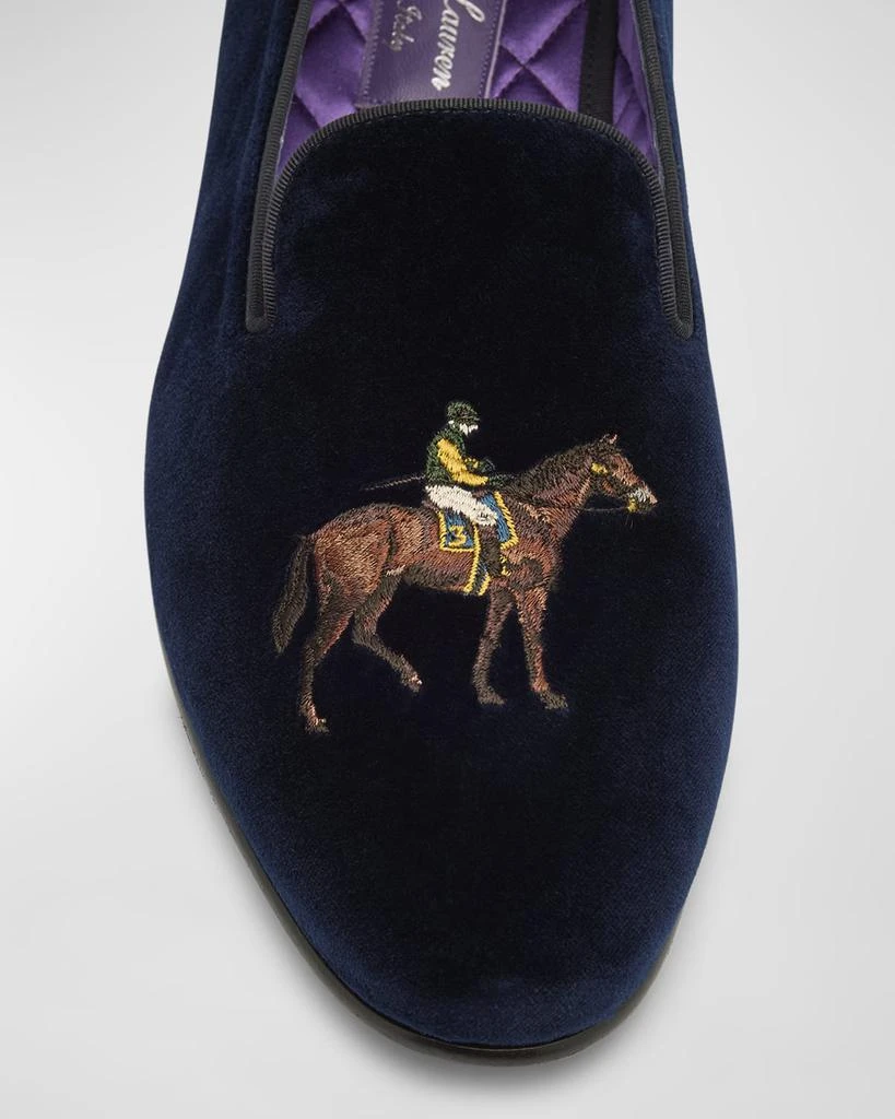 Ralph Lauren Men's Alonzo Embroidered Velvet Slippers 5