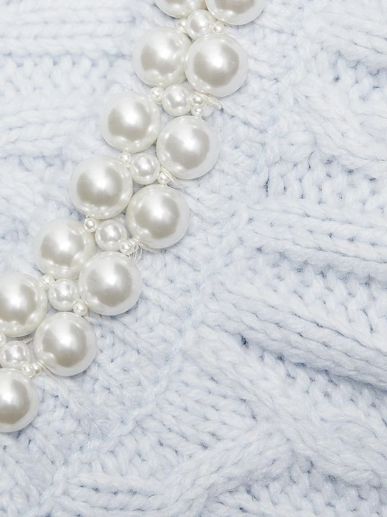 Design History Faux Pearl Cable-Knit Short-Sleeve Sweater 7