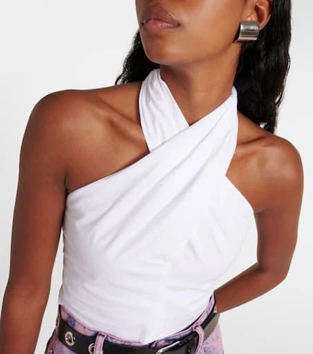 Staud Kai smocked cotton crop top 4