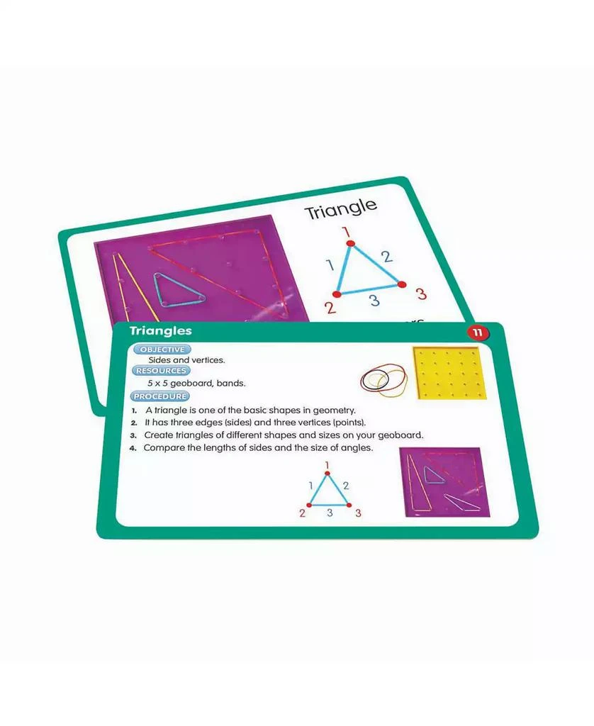 Redbox Junior Learning 50 Geoboard Educational Activity Cards for Math Skills 3