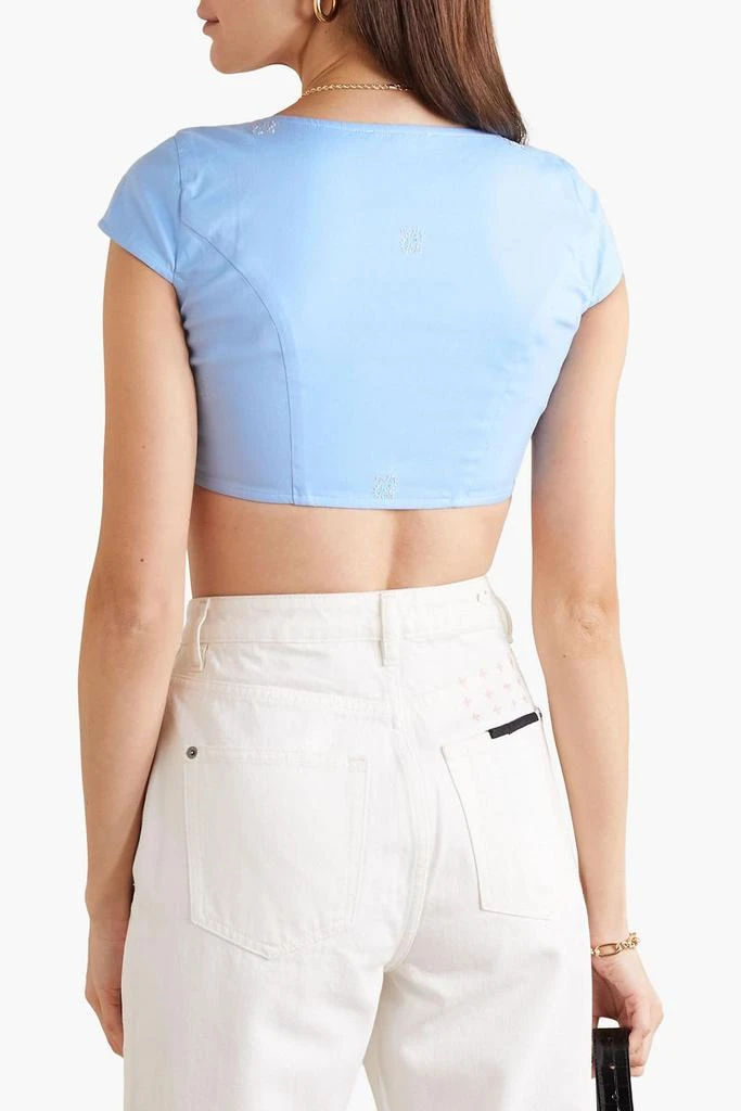 Miaou Jane cropped embroidered cotton-blend top 3