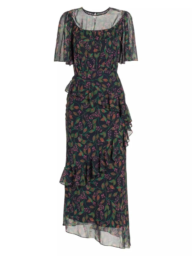 Saloni Vida Ruffled Silk Georgette Midi-Dress 1