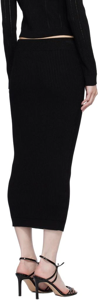 Balmain Black Plain Ribbed Knit Midi Skirt 3