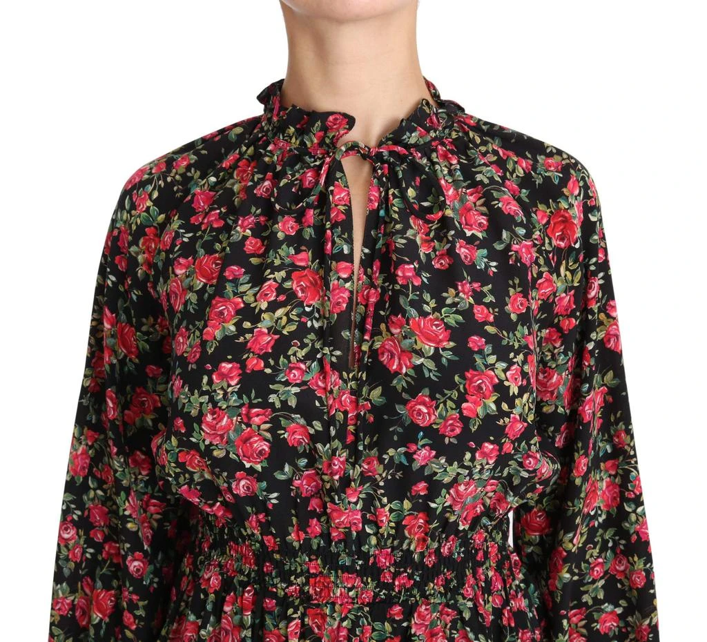 Dolce & Gabbana Dolce & Gabbana Black Rose Print Floral Shirt Top Blouse 3