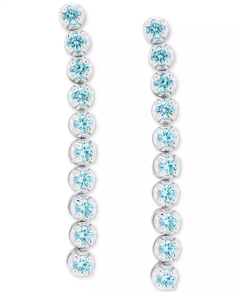 Macy's Lab-Grown Aquamarine Linear Drop Earrings (1-1/5 ct. t.w.) in Sterling Silver 3