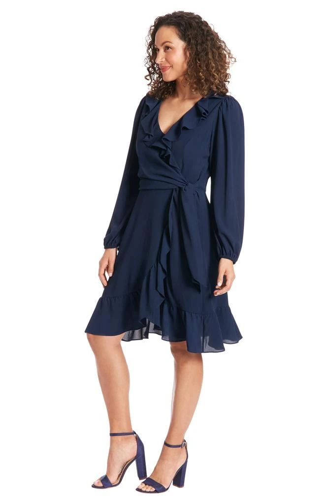London Times Catalina Long Sleeve Ruffle Wrap Dress 3