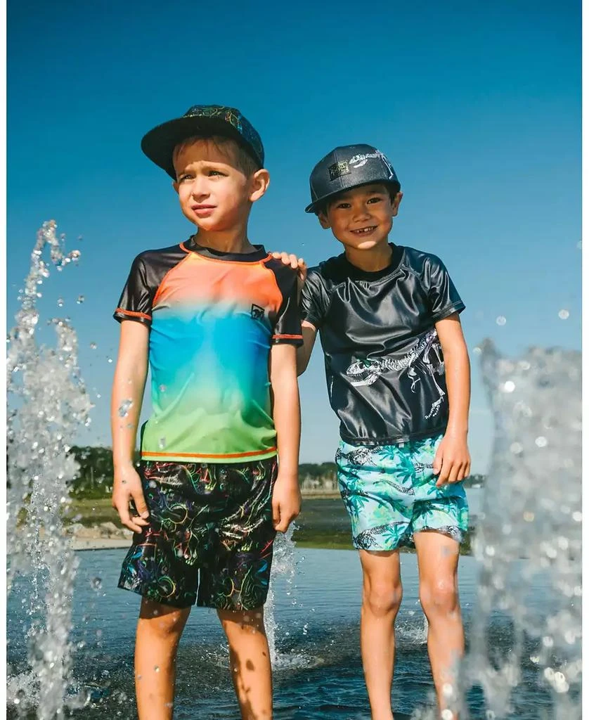 Deux par Deux Boys Swim Trunks Black Dinosaur Print 2