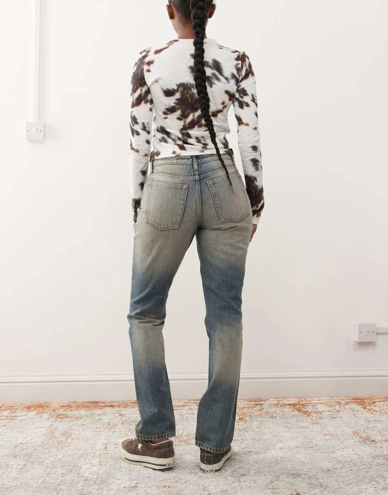 COLLUSION COLLUSION low rise straight leg jeans in washed blue - MBLUE 2