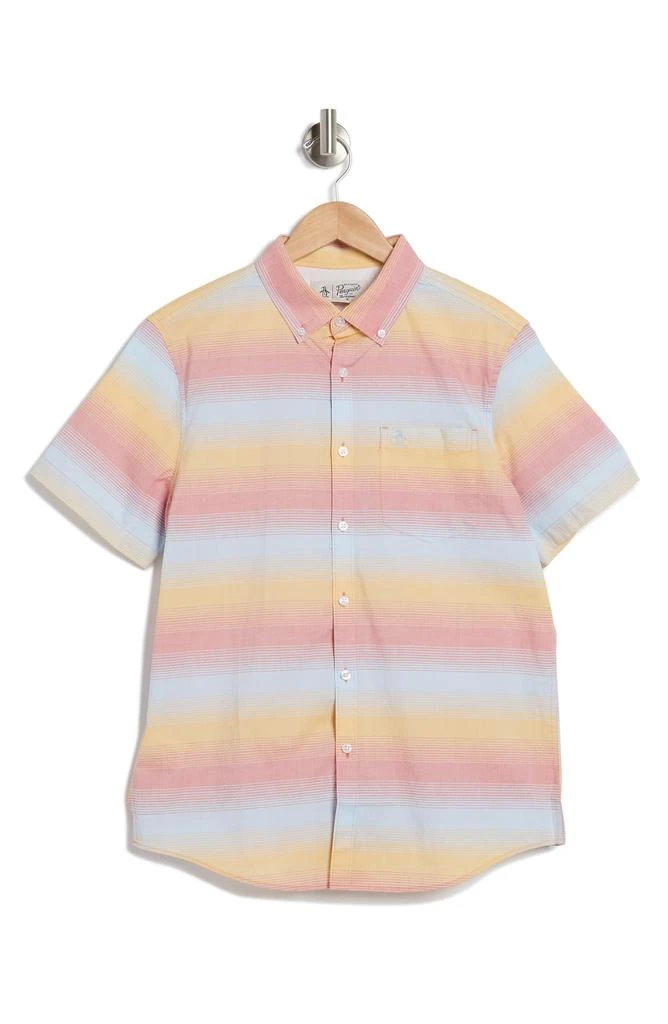 Original Penguin Hombre Stripe Cotton Short Sleeve Button-Up Shirt 3