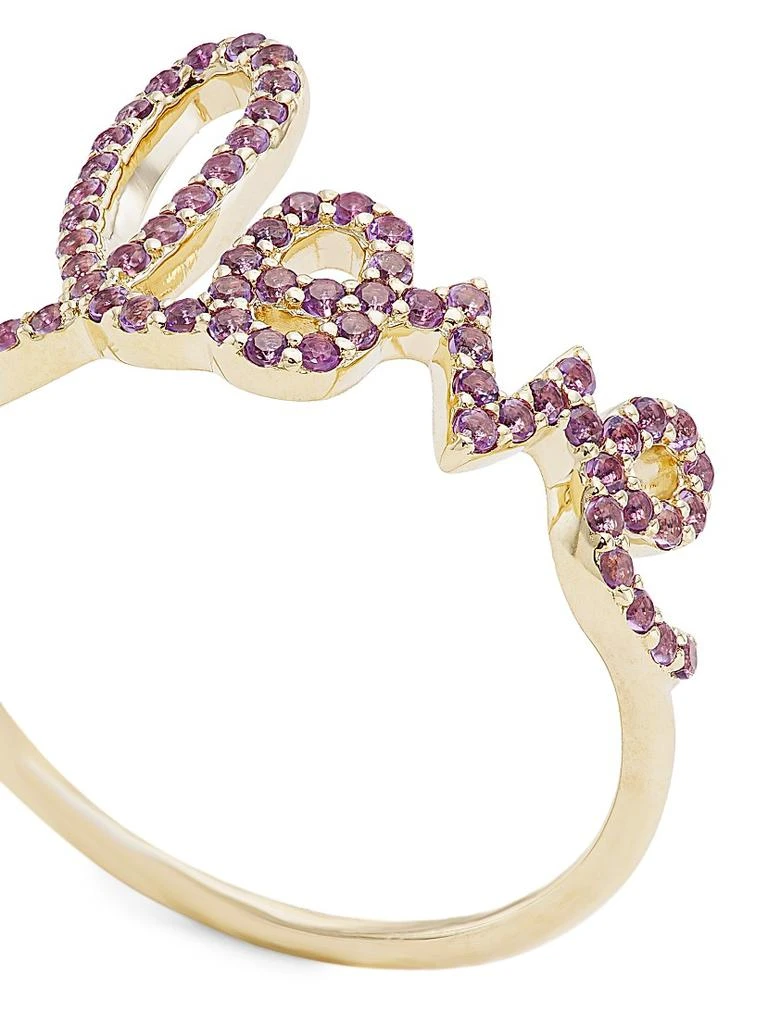 Sydney Evan Large 14K Yellow Gold 
Amethyst Love Script Ring 4