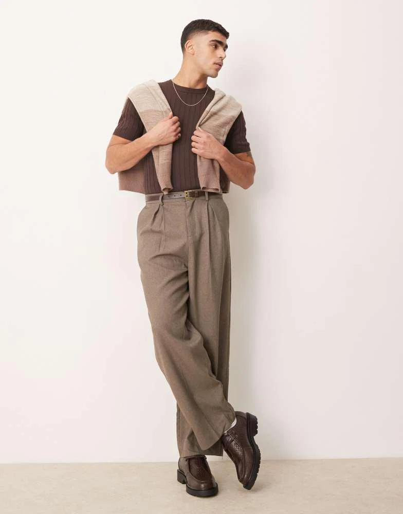 ASOS ASOS DESIGN muscle fit lightweight knitted rib t-shirt in brown 2