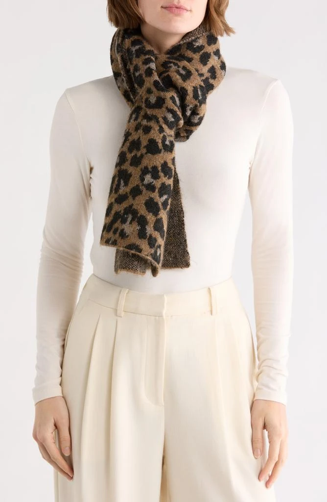 ALL SAINTS Leopard Print Fuzzy Scarf