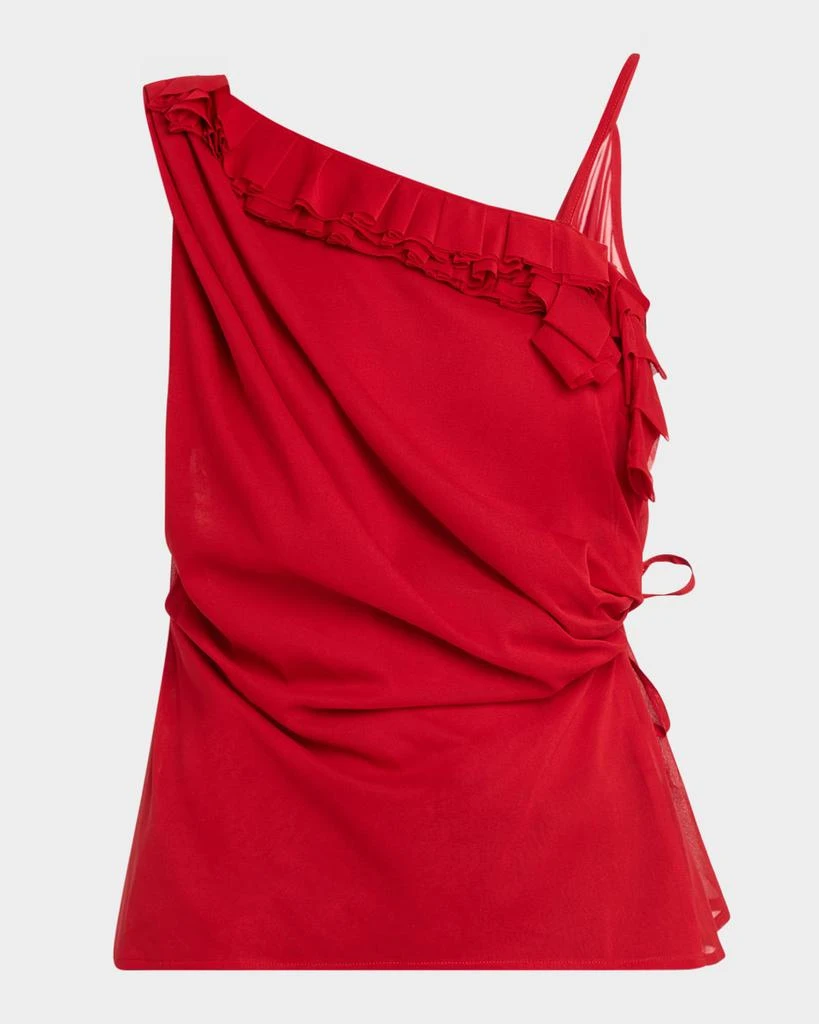 Dries Van Noten Ciska Ruffle One-Shoulder Wrap Shirt 1