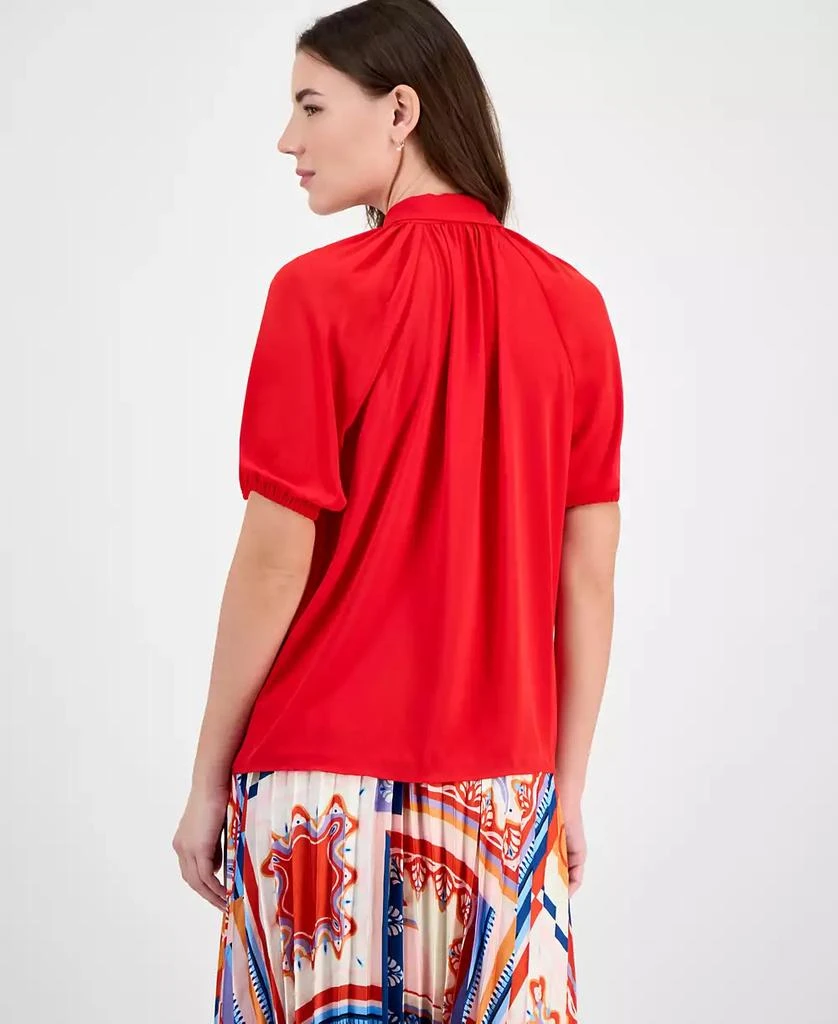 Tahari Women's Solid-Color Georgette Split-Neck Blouse 4