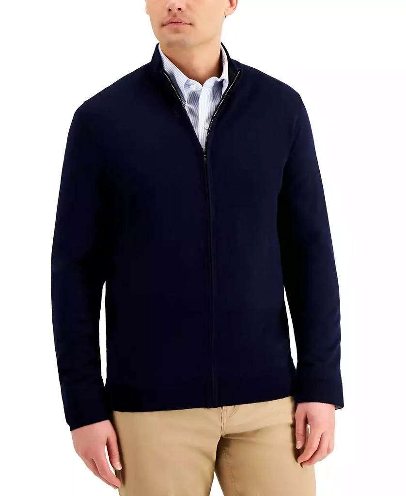 Club Room Men
s Merino Zip-Front Sweater, Created for Macy
s
