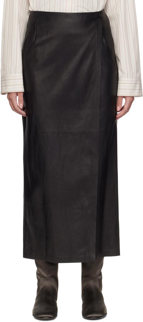 The Row Black Bert Leather Maxi Skirt