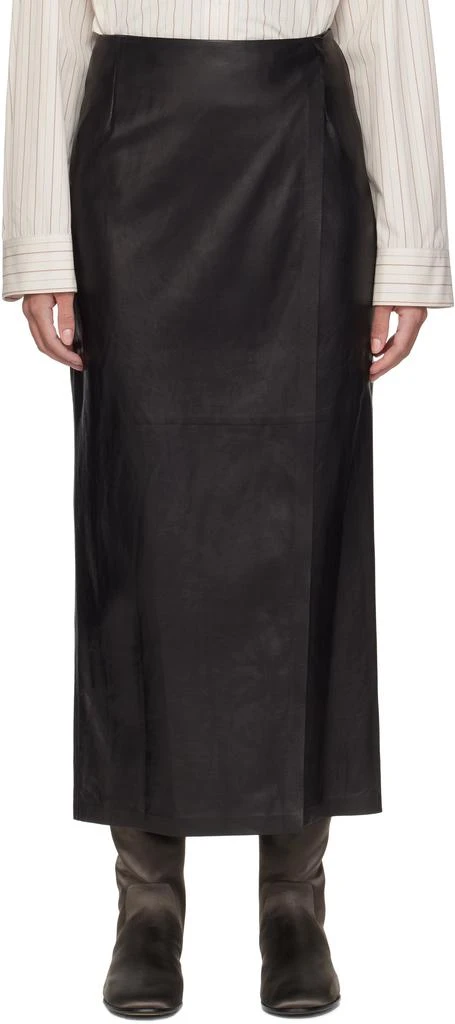 The Row Black Bert Leather Maxi Skirt 1