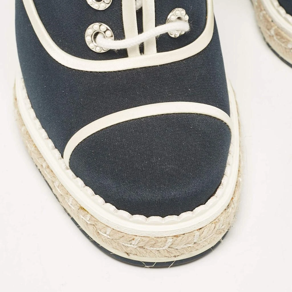 Chanel Chanel Blue/Grey Fabric and Suede Wedge Sneakers Size 37 7