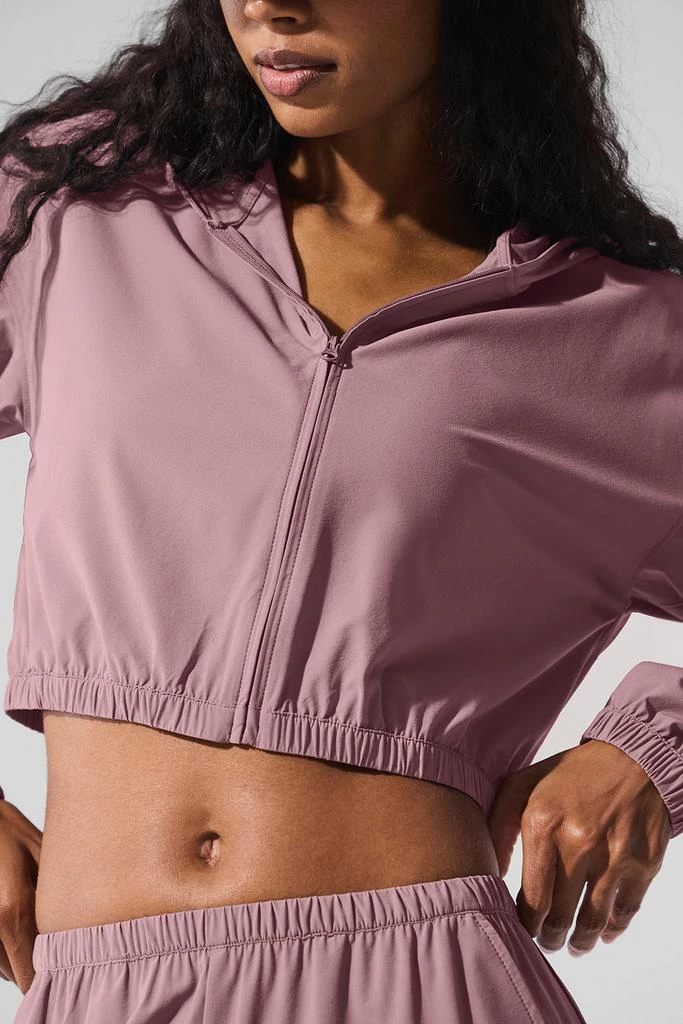 Alo Cropped Breezy Full-Zip Hoodie - Smoky Quartz 5