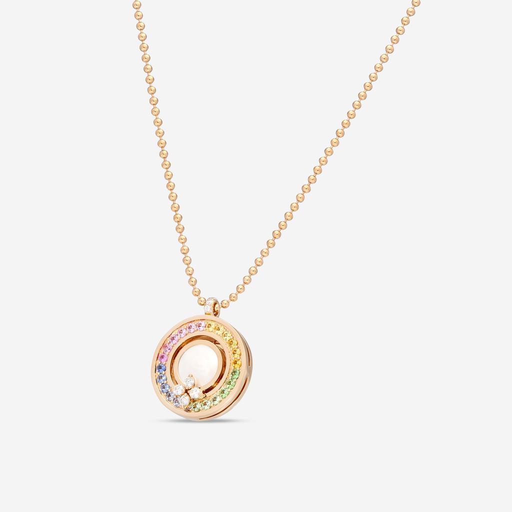 Roberto Coin Roberto Coin Love in Verona 18K Rose Gold Diamond & Rainbow Gemstone Pendant Necklace 8883116AX17X