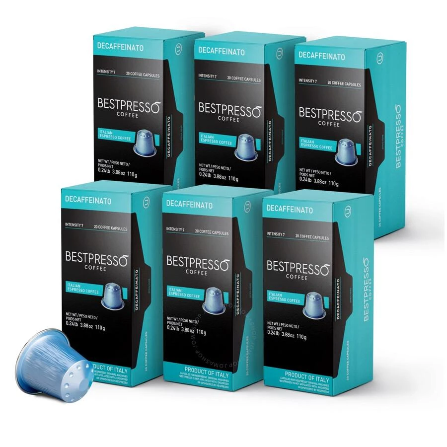 Bestpresso Coffee for Nespresso OriginalLine Machine 120 pods Certified Genuine Espresso Decaffeinato Blend(Medium Intensity)Pods Compatible with Nesp