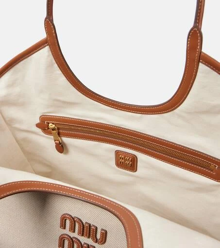 Miu Miu Ivy Large leather-trimmed canvas tote bag 3