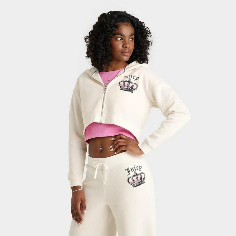 Juicy Couture Women's Juicy Couture Crown Fleece Full-Zip Hoodie 1