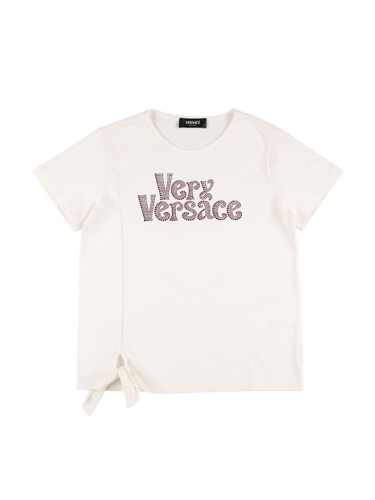 Versace Logo Print Cotton Jersey T-shirt W/bow